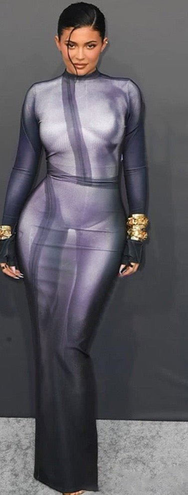 Kylie Jenner Body Print Body Con Awards Dress DXY STUDIOS Kylie Jenner Body Print Body Con Awards Dress DXY STUDIOS