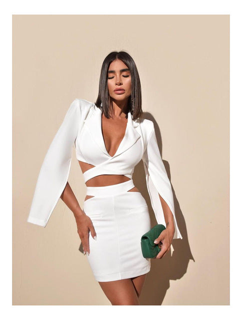 White pencil clearance skirt set