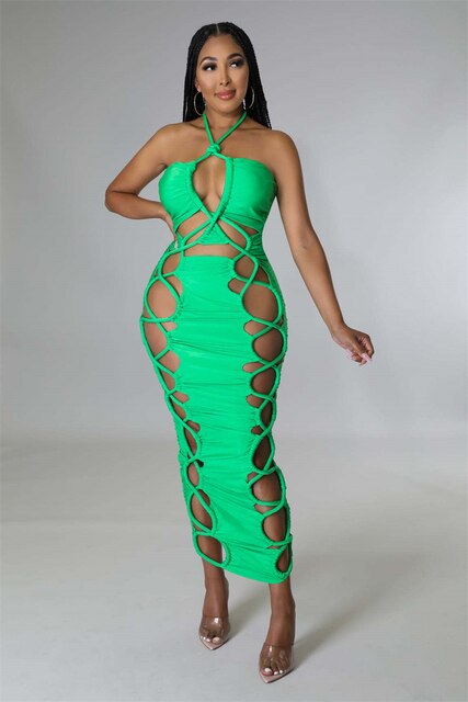 Sexy Hollow Out Lace Up Bodycon Dress – DXY STUDIOS