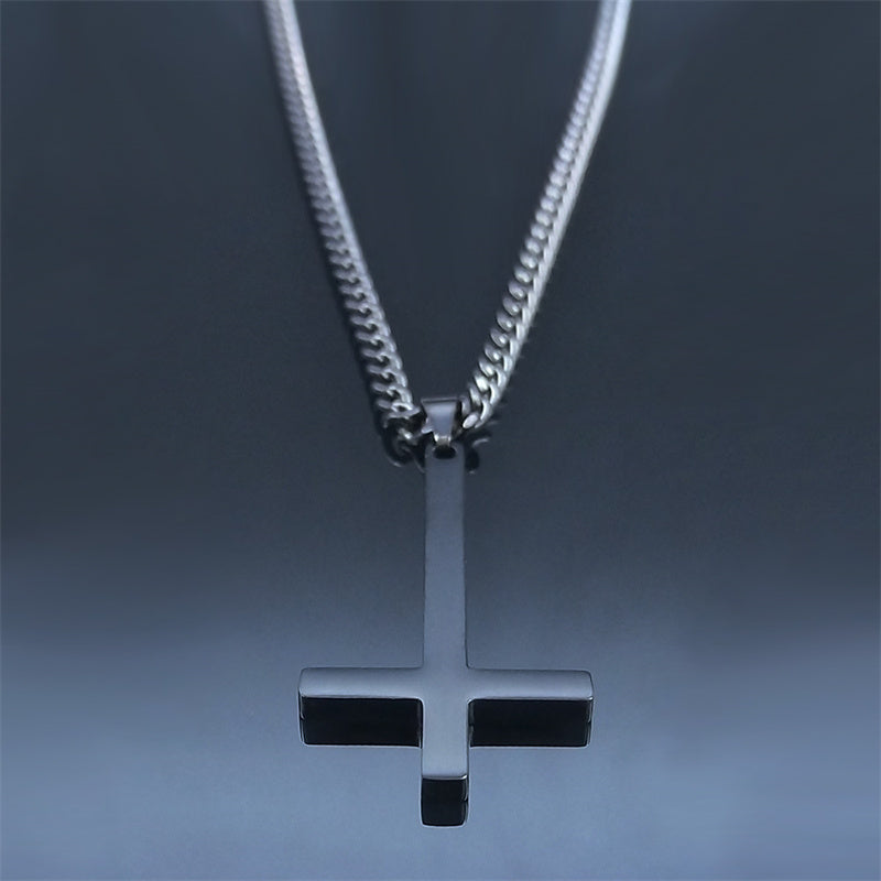 Stainless Steel Upside Down Cross Necklace Inverted Cross Pendant Chain |  eBay